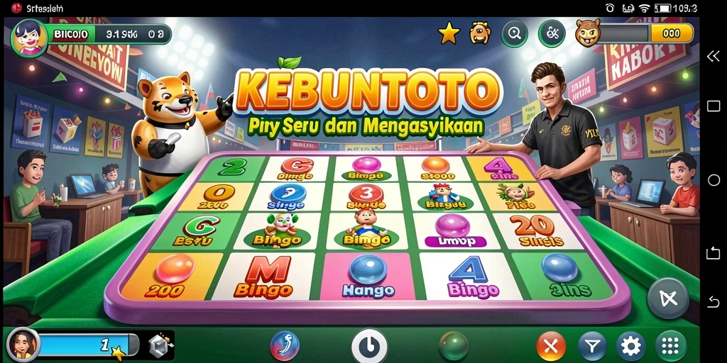 Captura de tela da emocionante e desafiadora jogabilidade do Bingo KEBUNTOTO.
