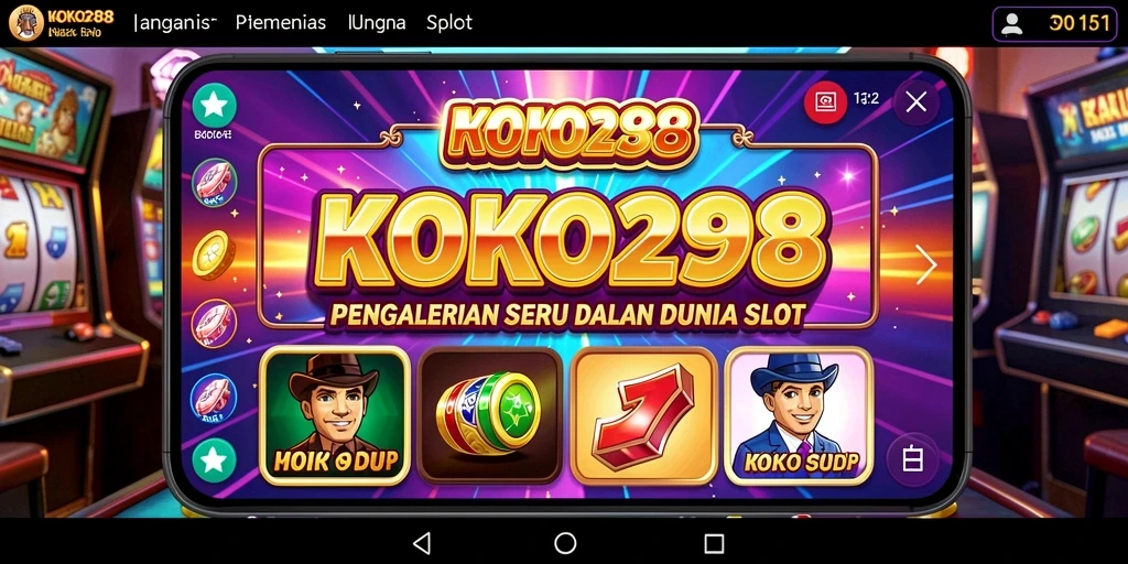 As capturas de tela do jogo KOKO288 mostram símbolos coloridos de slots.