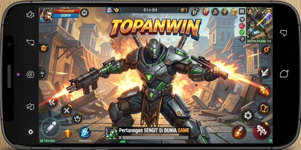 Screenshot gameplay TOPANWIN menampilkan pertarungan seru dan karakter menarik.